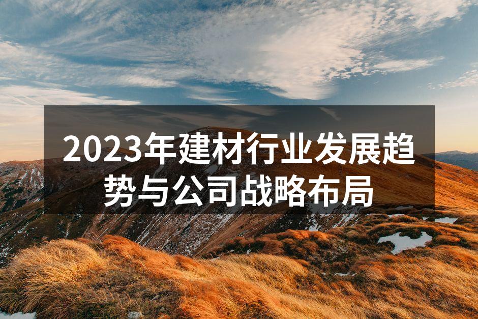 2023年建材行业发展趋势与公司战略布局